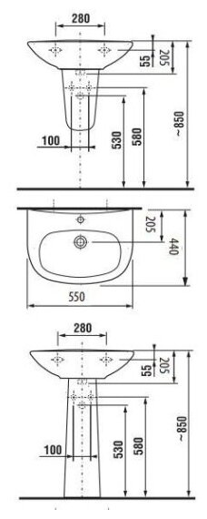 Раковина для ванной Jika ZETA 55см (1039.1 000 104)