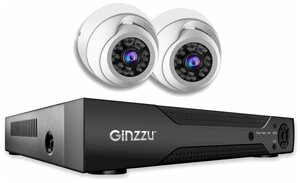 Готовый комплект видеонаблюдения Ginzzu HK-429N, 4ch, 5MP, HDMI,2купол кам 5.0Mp, IR20м