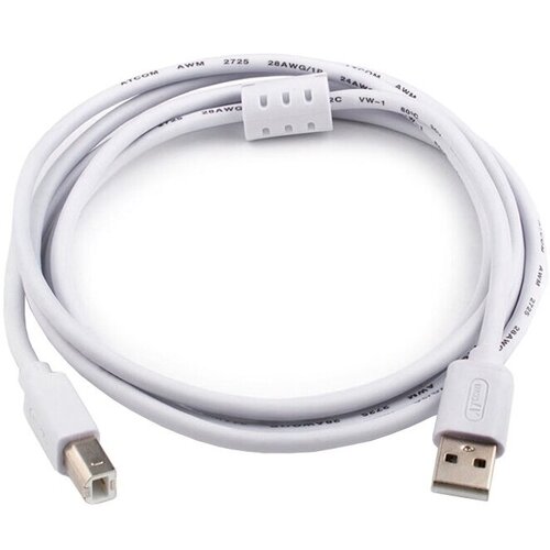 Atcom Кабель USB2.0 соединительный USB A-B Atcom AT8099 (3.0м) белый (oem) кабель usb 2 0 a b 3 0 м atcom at8099