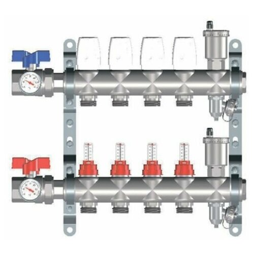 Группа коллекторов с расход. 9-вых нерж. С кранами 1x3/4 ViEiR группа коллекторов с расход 5 вых нерж с кранами 1x3 4 vieir