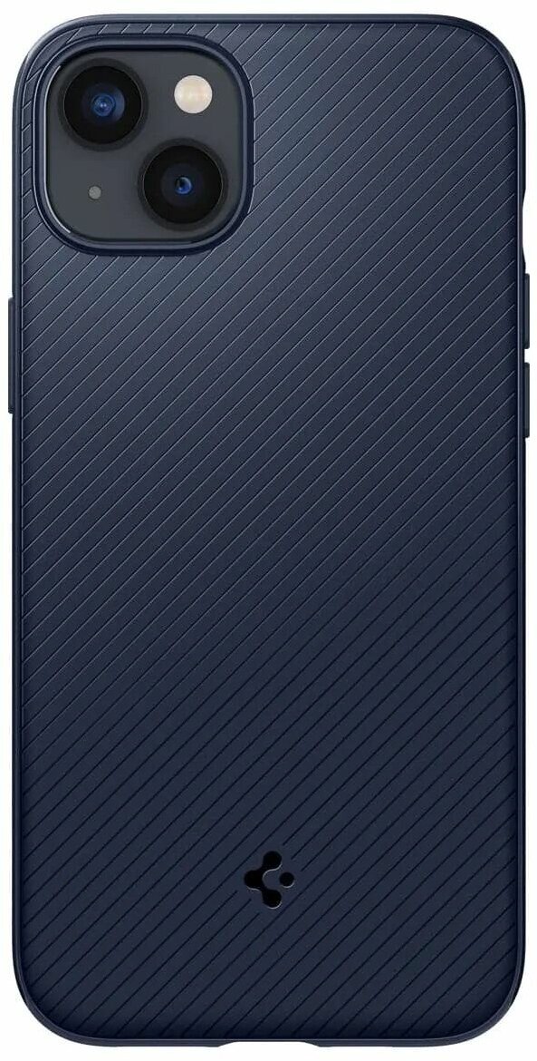 Термополиуретановый чехол с поддержкой MagSafe Spigen Mag Armor MagFit для iPhone 14 (Тёмно-синий | Navy Blue)