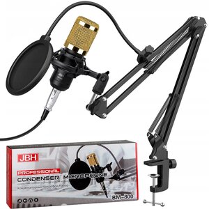 Микрофон / Конденсаторный микрофон / Микрофон для ПК / Набор studio BM800 JBH Золото с черным