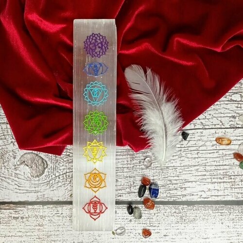 Селенит 7 чакр. Гармонизатор, натуральный камень / пластина (20х4см)