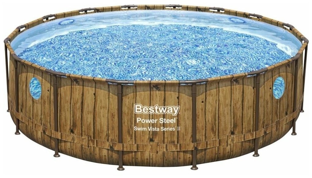 Bestway 56725(488x122) фильтр,тент,лестница Каркасный бассейн Power Steel Swim Vista