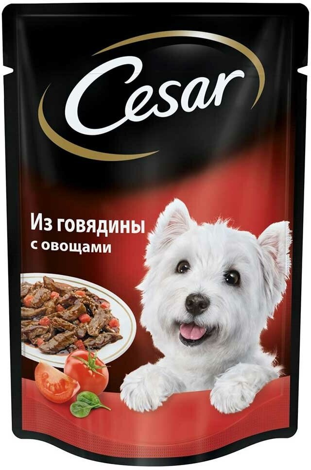 Влажный корм Cesar для собак говядина и овощи 85г