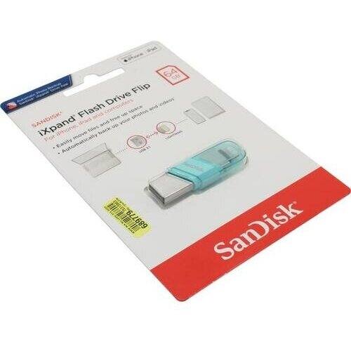 Флешка Sandisk Flip iXpand SDIX90N-064G-GN6NK 64 Гб Mint