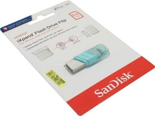 Флешка Sandisk Flip iXpand SDIX90N-064G-GN6NK 64 Гб Mint