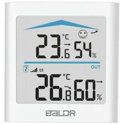 BALDR B0135T2H2-WHITE цифровой термогигрометр с внешним датчиком, белый