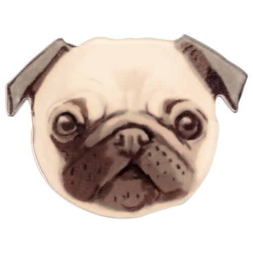 фото Значок бижутерный мопс (замок-булавка, серый) 51666 otokodesign