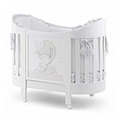 Кроватка ITALBABY LOVE OVAL, белый (в комплекте матрас и белье 4 предмета)