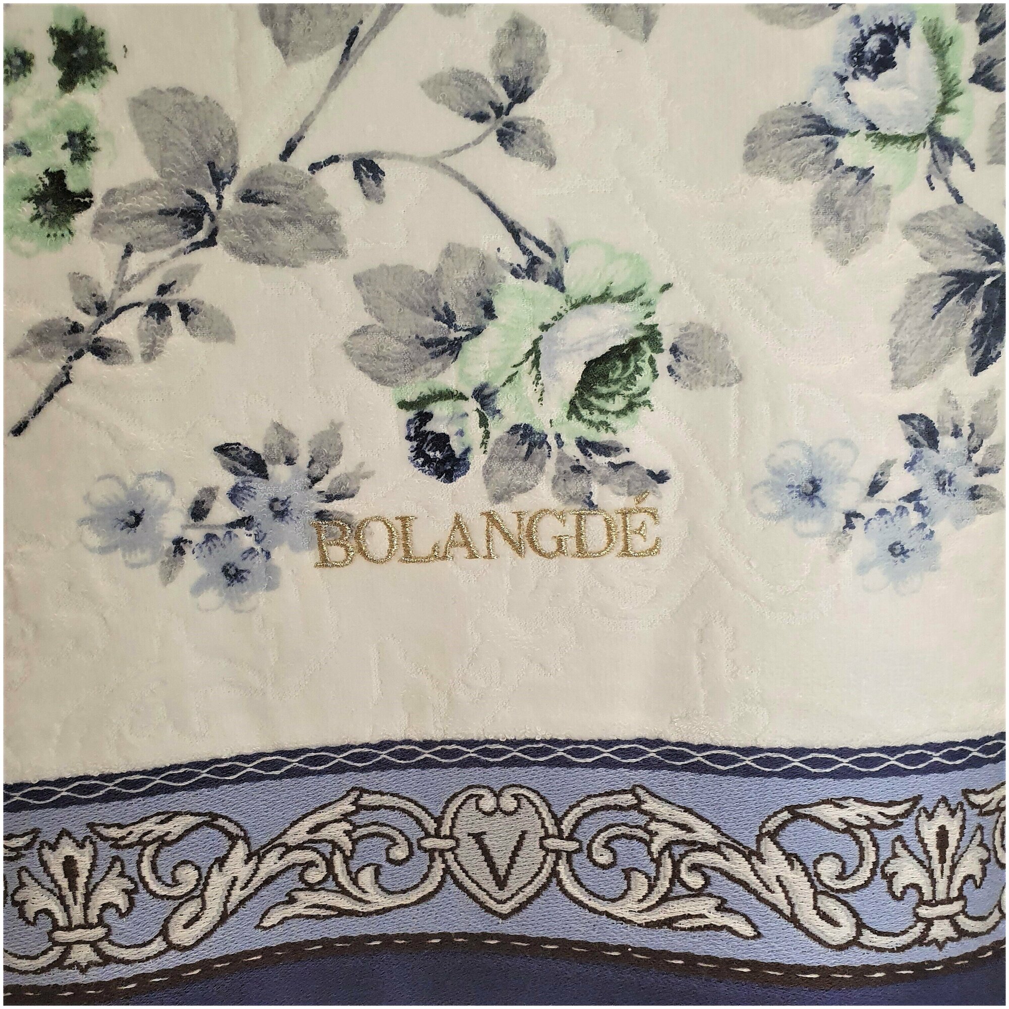 Полотенце для лица, рук, махровое полотенце, чайная роза, синий, 50x90 - фотография № 2