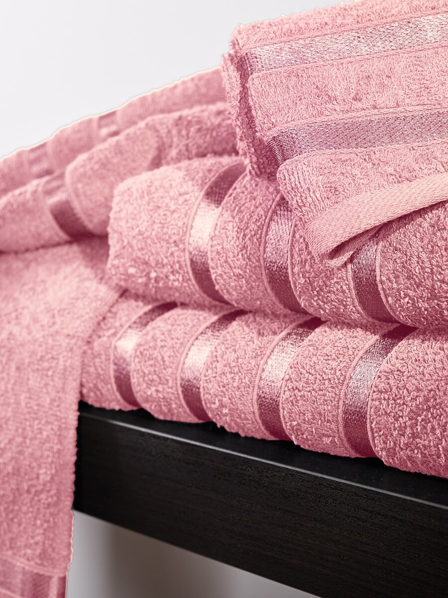 Набор полотенец махровых (30х50 см, 50х90 см, 70х140 см), Diana, цвет: Розовый - фотография № 5