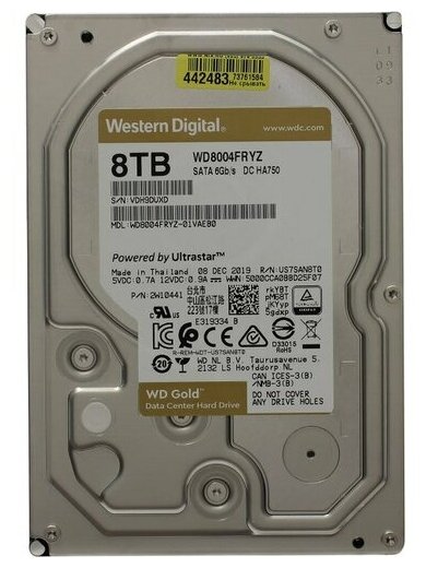 Жесткий диск Western digital Gold 8 Тб WD8004FRYZ