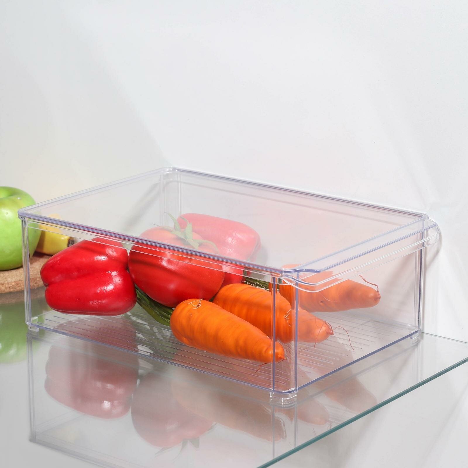Контейнер для холодильника с крышкой, 20×30×10 см, цвет прозрачный