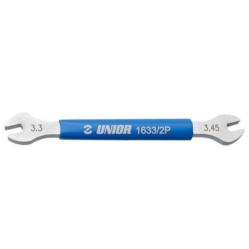 Спицевой ключ Unior Double Sided Spoke Wrench 620179, квадрат 4.0 мм и 4.4 мм, синий конусный ключ unior cone wrench 615368 размер 32 мм синий
