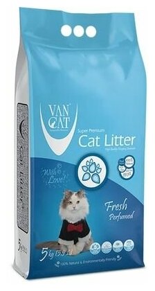 Комкующийся наполнитель VANCAT VAN CAT Fresh для кошачьих туалетов без пыли с ароматом весенней свежести 5 кг - фотография № 4