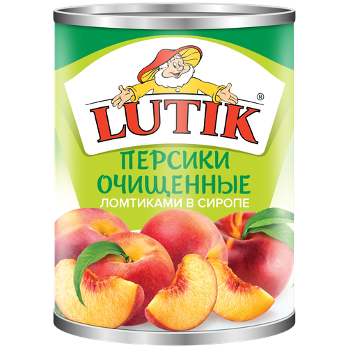 Персики Lutik очищенные ломтиками в сиропе, 3100 мл