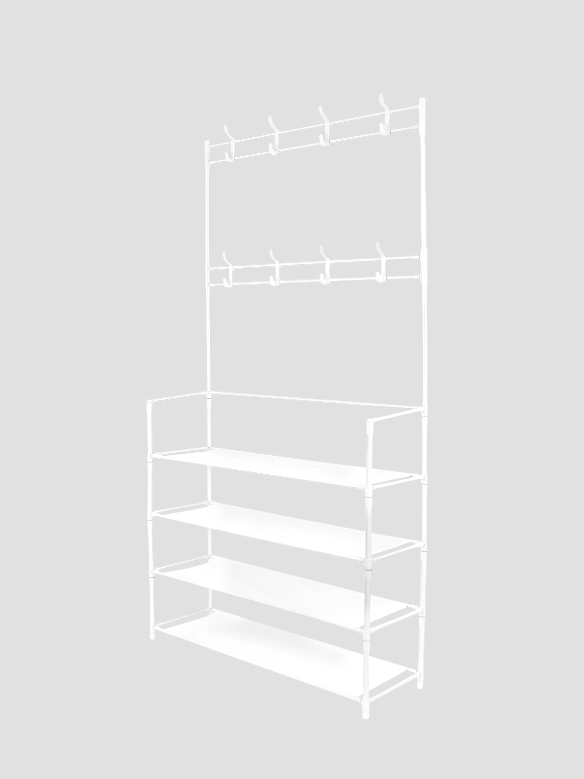 Вешалка напольная (4 полки, 150х80х26 см, белая) Hans&Helma пластик для одежды обуви стеллаж этажерка в коридор прихожую органайзер хранение легкая - фотография № 8
