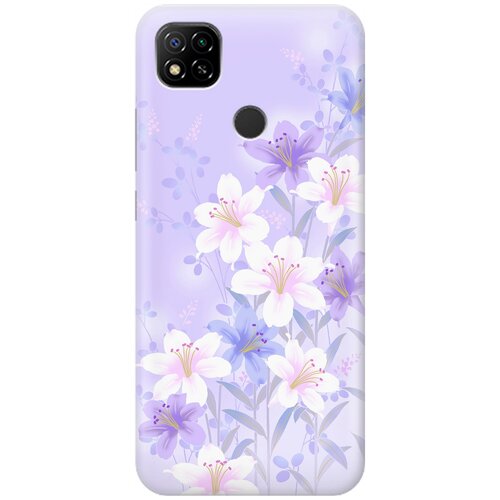 фото Ультратонкий силиконовый чехол-накладка для xiaomi redmi 9c с принтом "лилии на фиолетовом" gosso