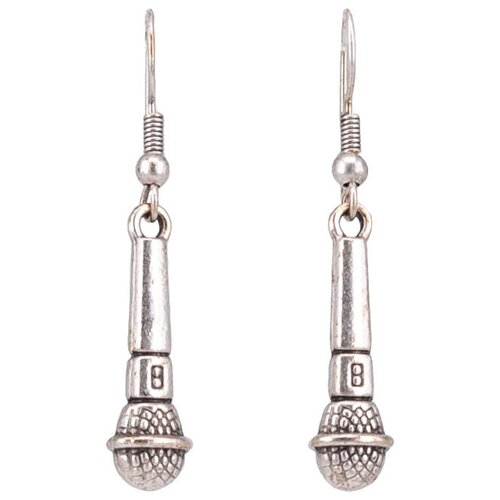 фото Серьги бижутерные микрофон (замок-крючок, бижутерный сплав, серебристый) 1-55067 otokodesign