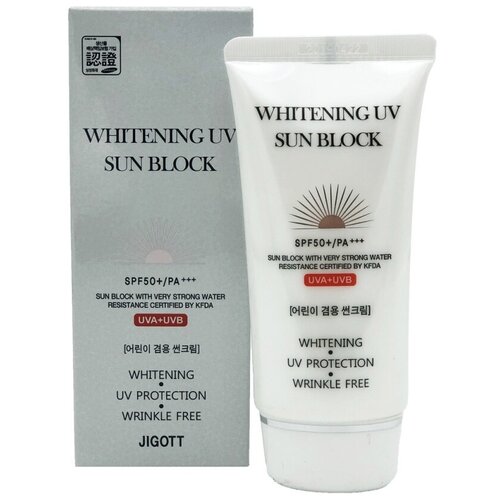 Jigott Whitening Uv Sun Block Cream SPF50+/Pa+++ 70 мл Осветляющий солнцезащитный крем