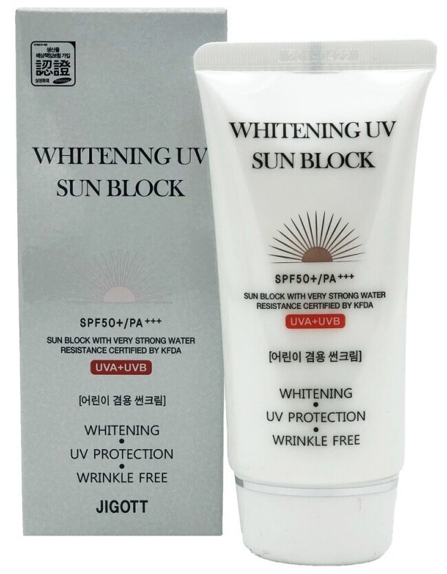 Jigott Whitening Uv Sun Block Cream SPF50+/Pa+++ 70 мл Осветляющий солнцезащитный крем