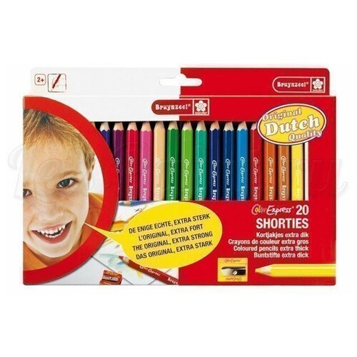 фото Набор bruynzeel из 20 толстых цветных карандашей + точилка, для детей от 3 лет 60112020