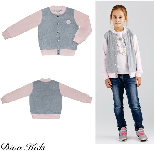 Толстовка Diva Kids, размер 110, серый, розовый