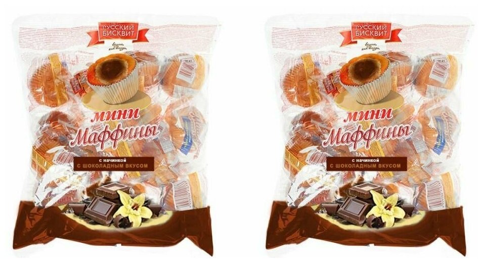 Русский бисквит Мини-маффины с шоколадным вкусом, 465 г, 2 шт - фотография № 1
