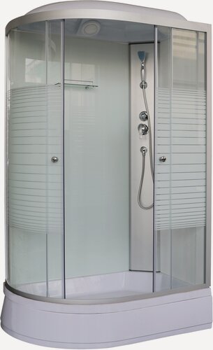 Изображение товара Душевая кабина ASTERA PB 125 R (1200/800/2180) средний поддон (26см), стекло белая полоска