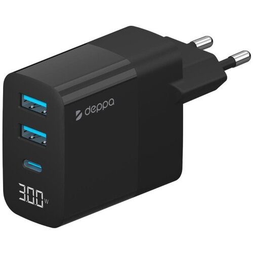 Зарядное устройство сетевое Deppa 2хUSB A+USB-C, PD, QC 3.0, 30W, черный