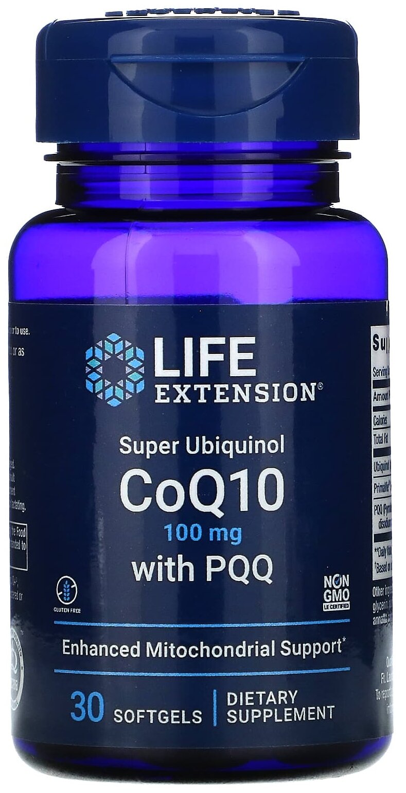 Капсулы Life Extension Super Ubiquinol CoQ10 with PQQ, 50 г, 100 мг, 30 шт.