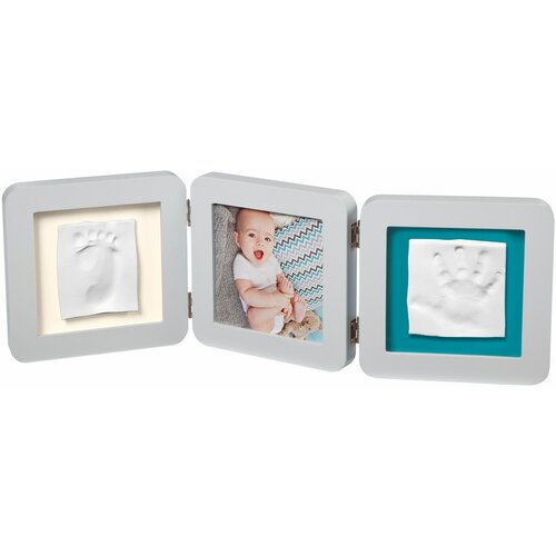 Рамочка тройная с отпечатком Baby Art; светло-серый