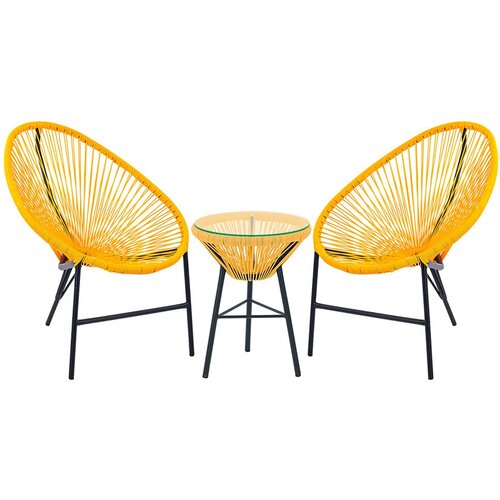 Комплект плетеной мебели из искусственного ротанга ALFART ACAPULCO (2 стула, журнальный стол) желтый