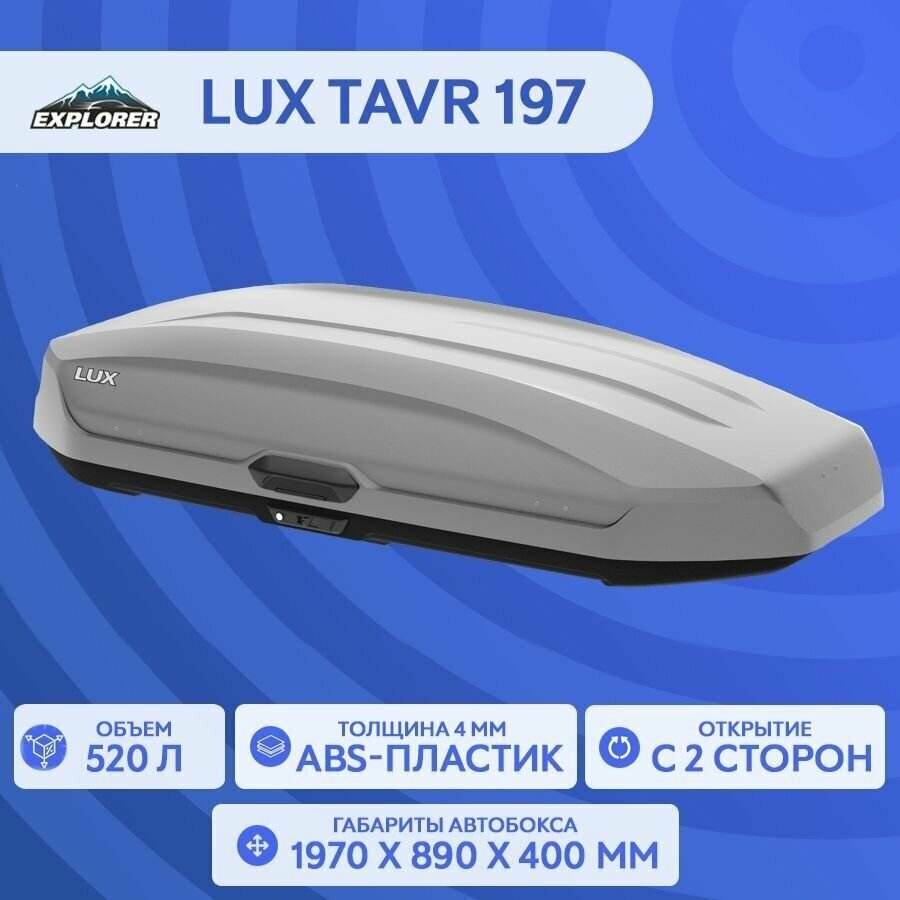 Автобокс LUX TAVR 197 серый матовый 520L с двустор. откр. (1970х890х400) (арт. 791958)