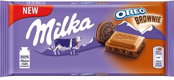 Шоколадная плитка Milka Oreo Brownie 100 грамм