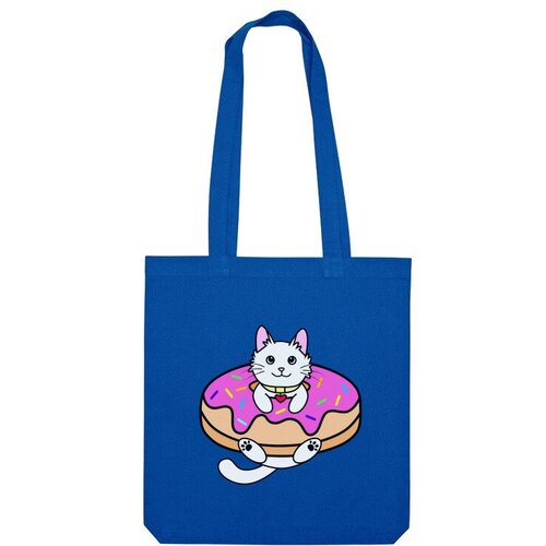 Сумка шоппер Us Basic, синий детская футболка серый котенок в пончике 104 белый