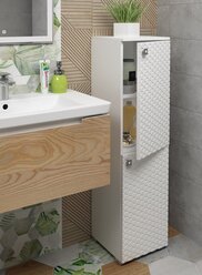 Шкаф для ванной комнаты, REGENT style, вштсоната 2двери, белый, правый, 115*30*30