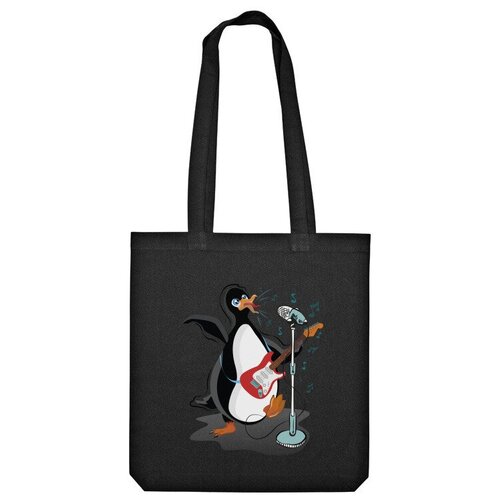 Сумка шоппер Us Basic, черный мужская футболка пингвин гитарист l синий