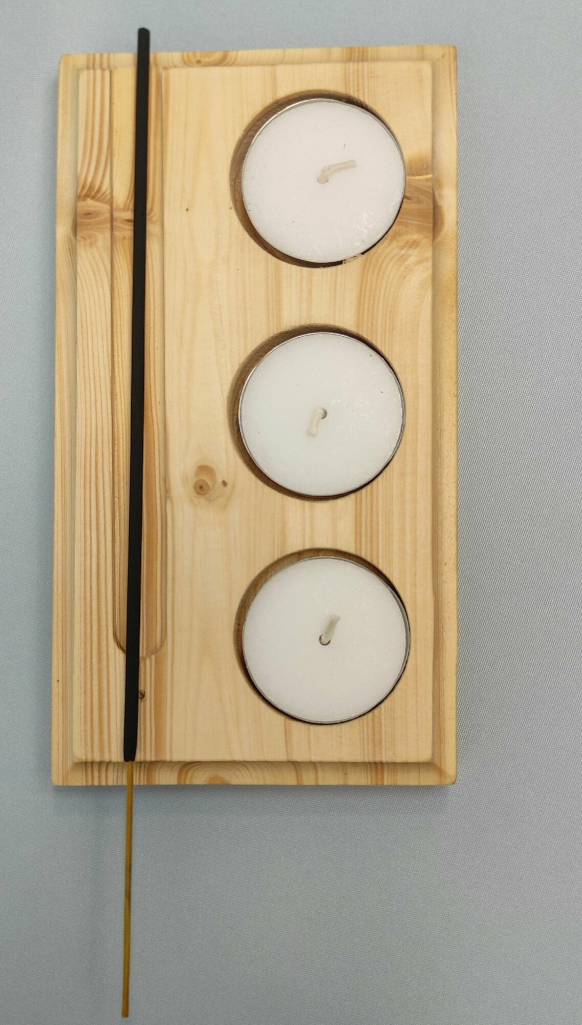 Подсвечник деревянный 2 в 1 Подставка для ароматических палочек и чайных свечей - фотография № 5