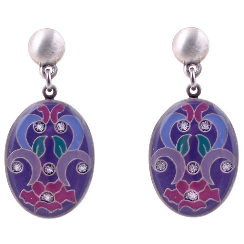 фото Серьги clara bijoux, бижутерный сплав, эмаль, фиолетовый
