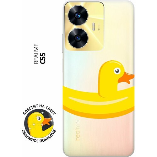 Силиконовый чехол на Realme C55, Рилми С55 с 3D принтом Duck Swim Ring прозрачный силиконовый чехол на realme 8i рилми 8 ай с 3d принтом duck swim ring прозрачный