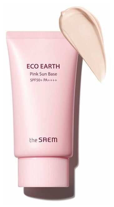 The Saem Крем-база с каламиновой пудрой Eco Earth Pink Sun Base, 50 мл, бежевый