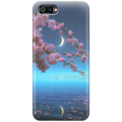 фото Ультратонкий силиконовый чехол-накладка для oppo a1k / realme c2 с принтом "месяц и сакура" gosso