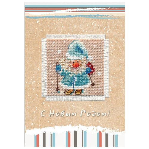алиса набор для изготовления открытки с вышивкой елочка 5 7 x 5 7 см 7 03 Алиса Набор для изготовления открытки с вышивкой Дед Мороз (7-01), разноцветный, 5.7 х 5.7 см