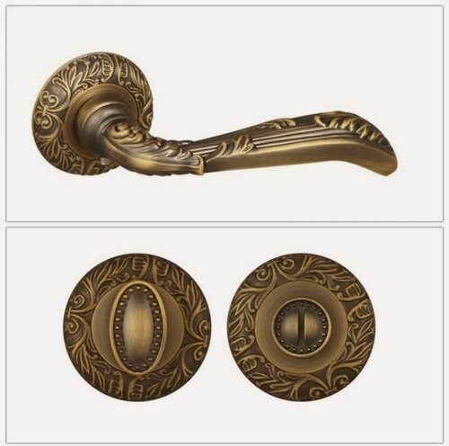 Изображение товара Ручка дверная межкомнатная Fuaro BOHEMIA_SM_AB-7_W, матовая бронза (ручка + завертка WC)