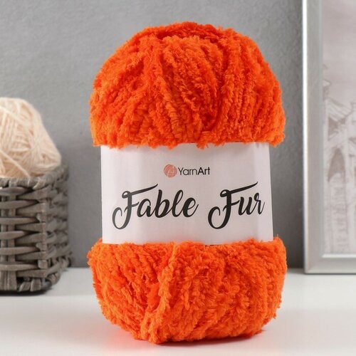 Пряжа Fable Fur 100% микрополиэстер 100м/100гр (980 оранж.)