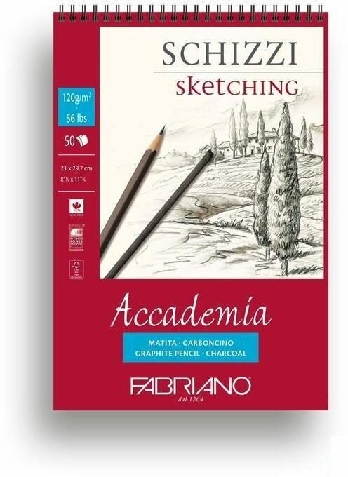 Блокнот для эскизов на спирали Fabriano "Accademia sketching" 14,8х21 см 50 л 120 г - фото №13