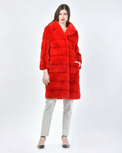 Пальто Fabio Gavazzi, норка, силуэт прямой, карманы, размер 42, красный