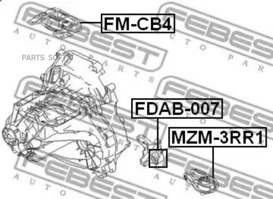 FEBEST FM-CB4 Опора КПП FORD FOCUS II верхняя